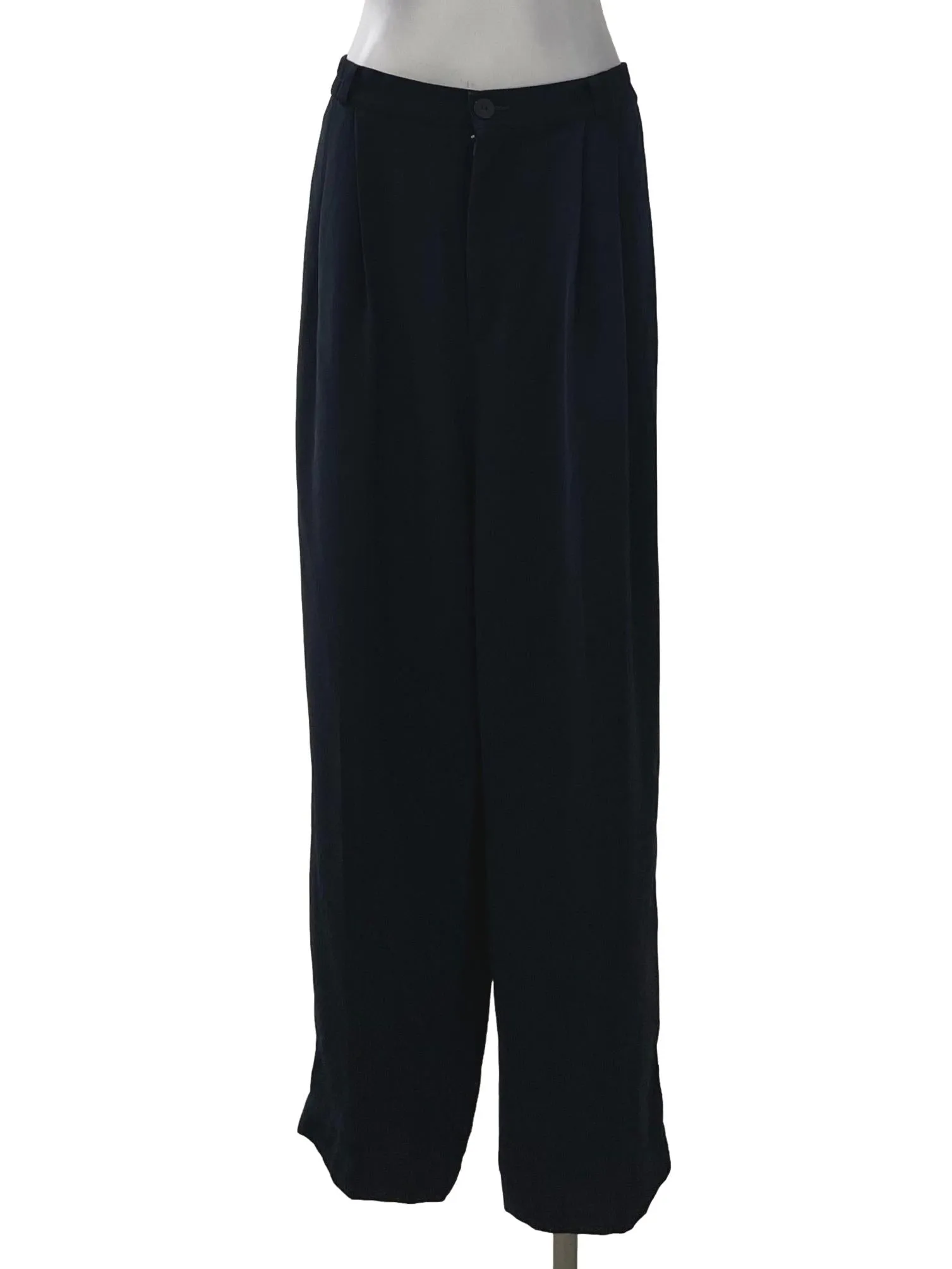 Navy Button High Waisted Pants