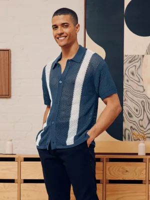 Navy Castillo Crochet Cardigan