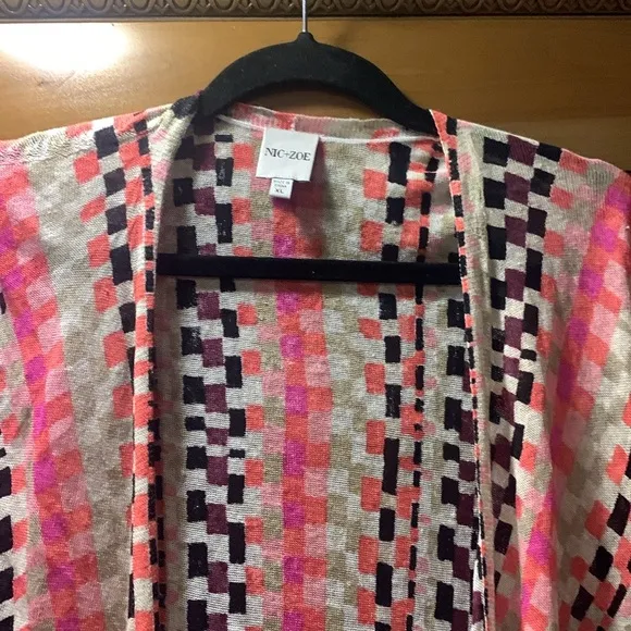 NWOT NIC ZOE PIXEL SUNSET 4-WAY CARDIGAN in Size X-Large