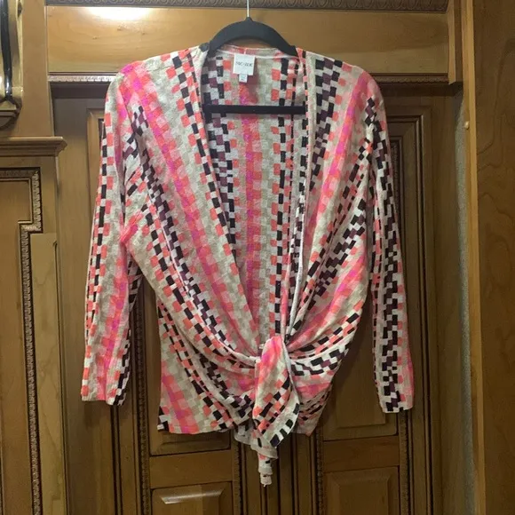NWOT NIC ZOE PIXEL SUNSET 4-WAY CARDIGAN in Size X-Large