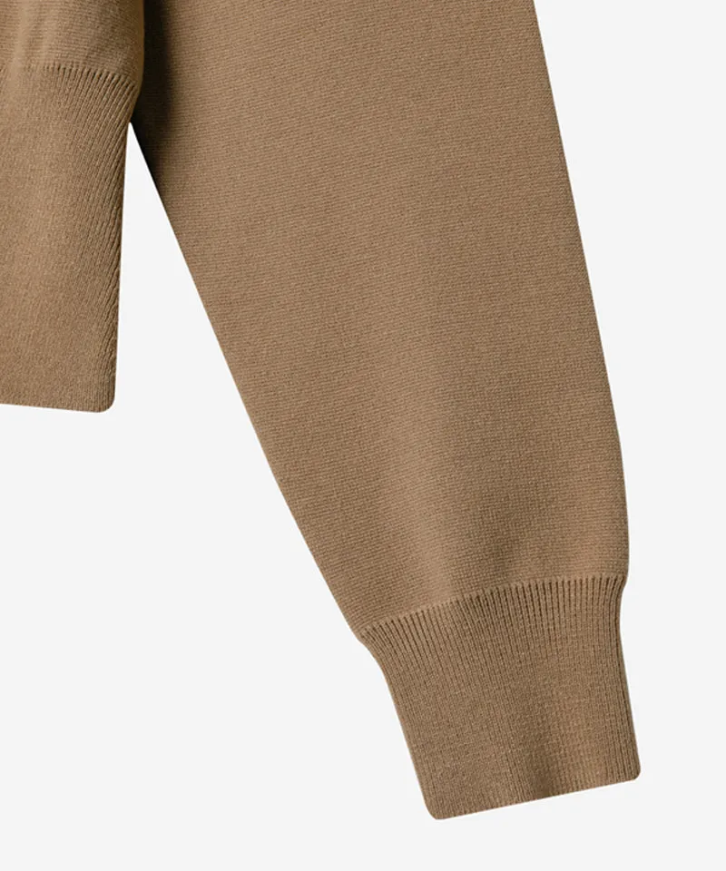 OBER Golf Color Collar Long Sleeve Knit - Beige