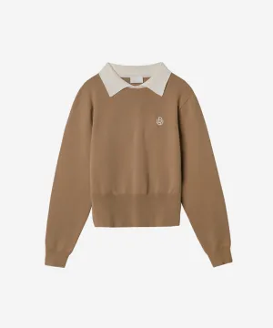 OBER Golf Color Collar Long Sleeve Knit - Beige