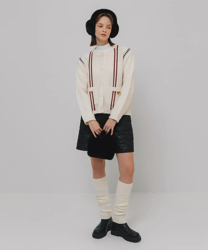 OBER Golf Stitch Wool Cardigan - Ivory