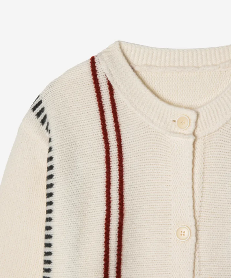 OBER Golf Stitch Wool Cardigan - Ivory