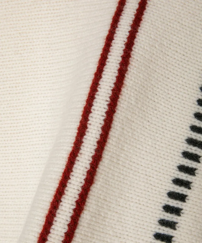 OBER Golf Stitch Wool Cardigan - Ivory