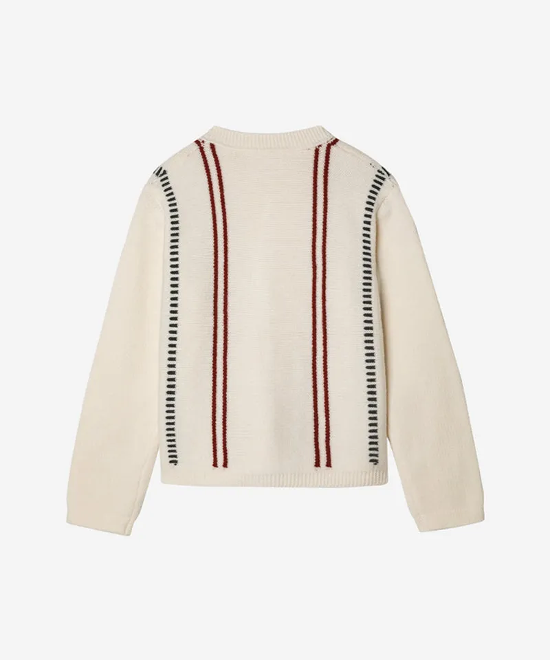 OBER Golf Stitch Wool Cardigan - Ivory