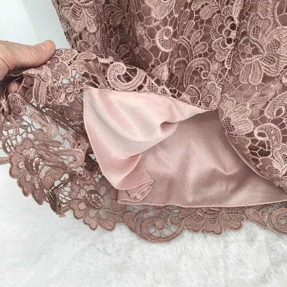 Oleg Cassini Women’s Lace Midi Sheath Dress Blush Pink Wedding Party Size 12