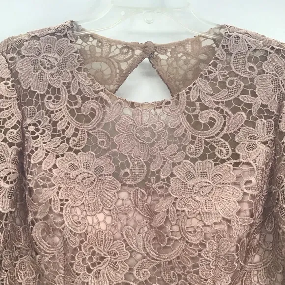 Oleg Cassini Women’s Lace Midi Sheath Dress Blush Pink Wedding Party Size 12