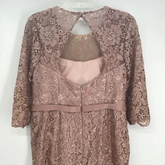 Oleg Cassini Women’s Lace Midi Sheath Dress Blush Pink Wedding Party Size 12