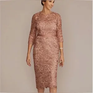 Oleg Cassini Women’s Lace Midi Sheath Dress Blush Pink Wedding Party Size 12