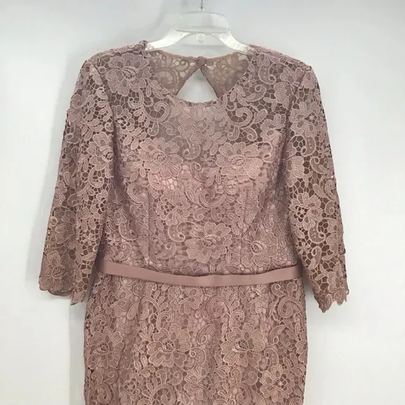 Oleg Cassini Women’s Lace Midi Sheath Dress Blush Pink Wedding Party Size 12