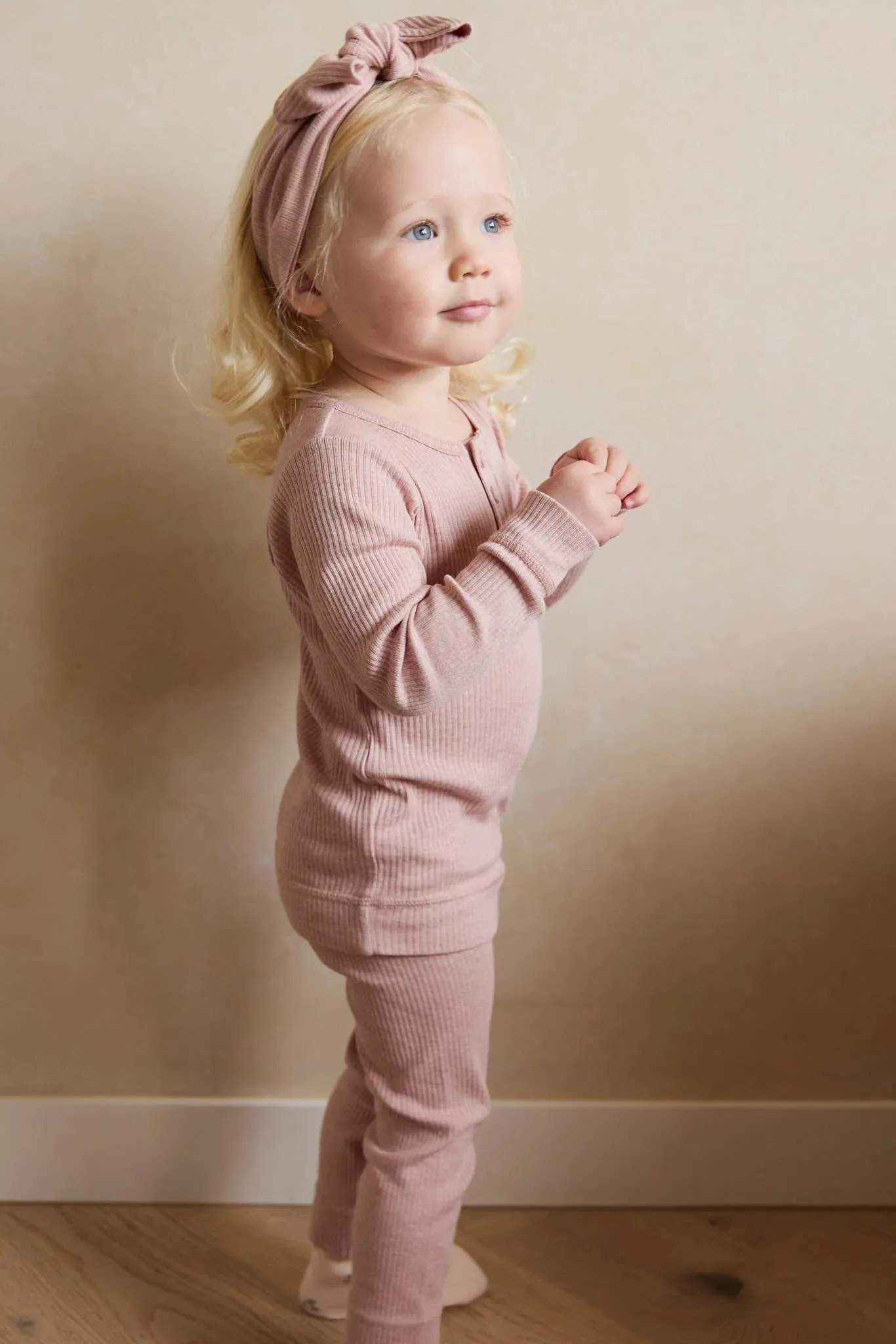 Organic Cotton Modal Long Sleeve Henley - Peony Marle