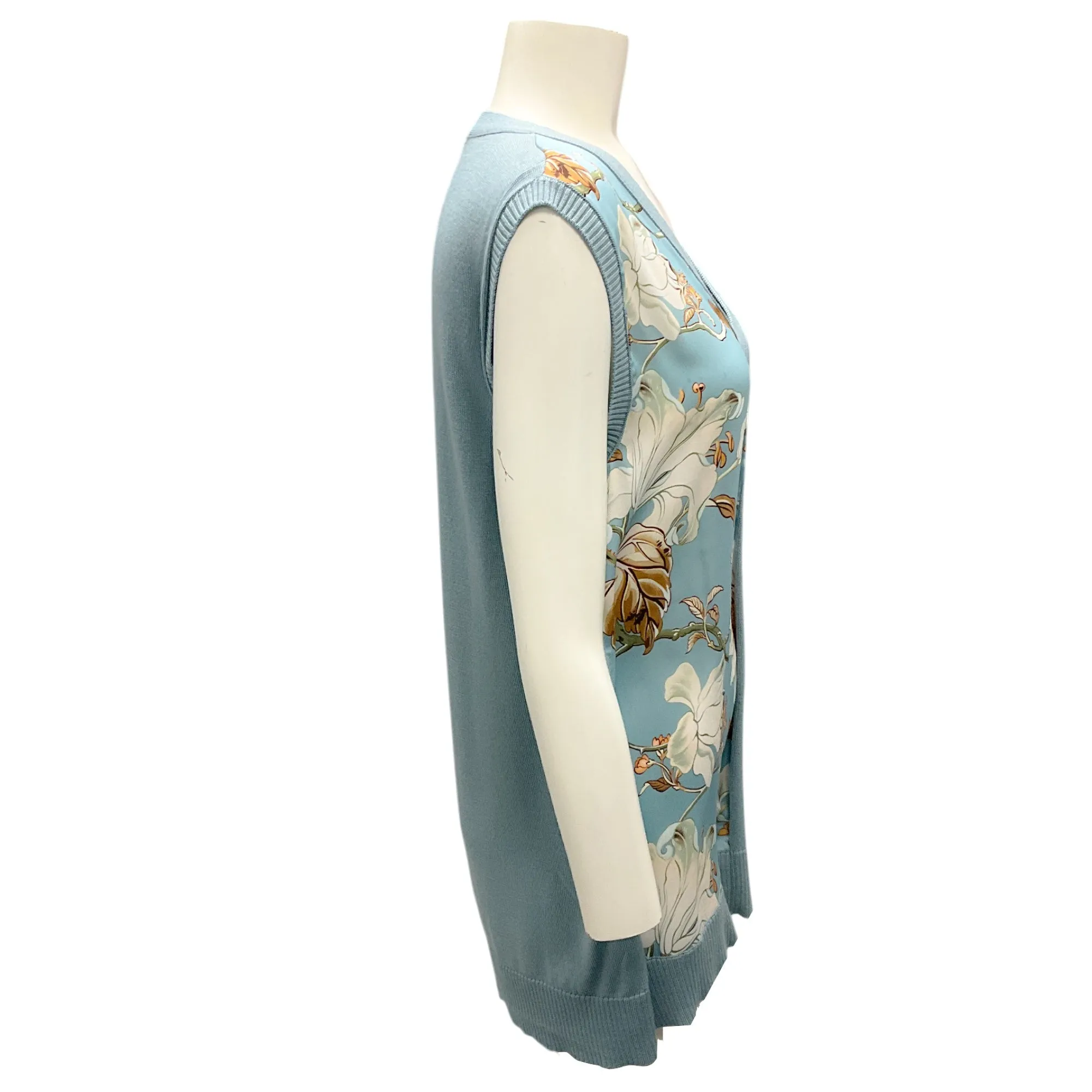 Oscar de la Renta French Blue 2020 Floral Knit Cardigan and Top Two-Piece Sweater Set