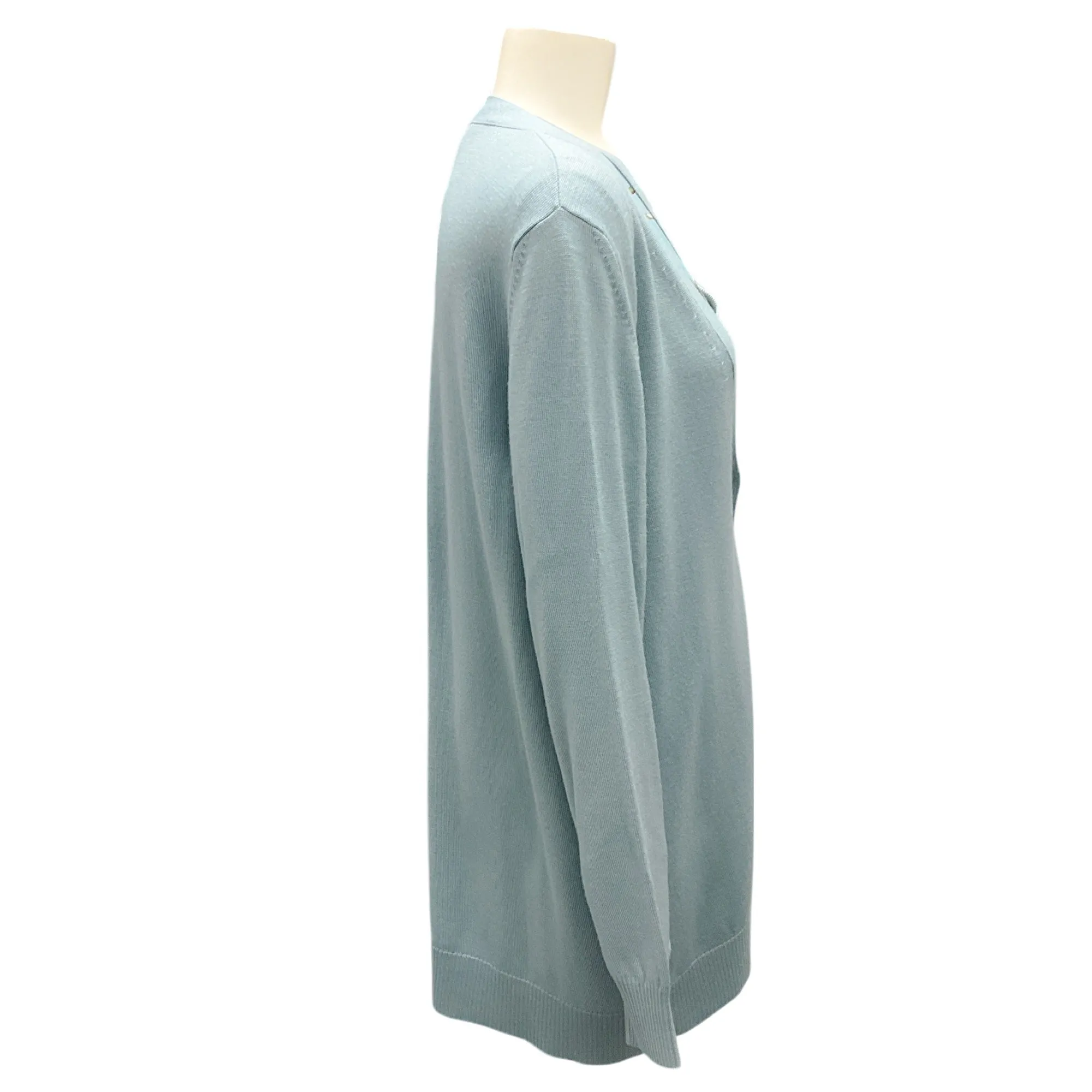Oscar de la Renta French Blue 2020 Floral Knit Cardigan and Top Two-Piece Sweater Set