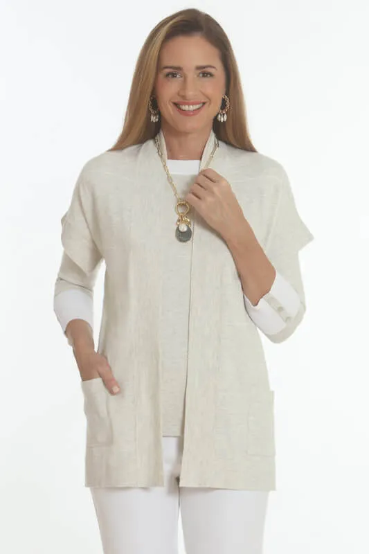 Oyster and White Short Sleeve Vest