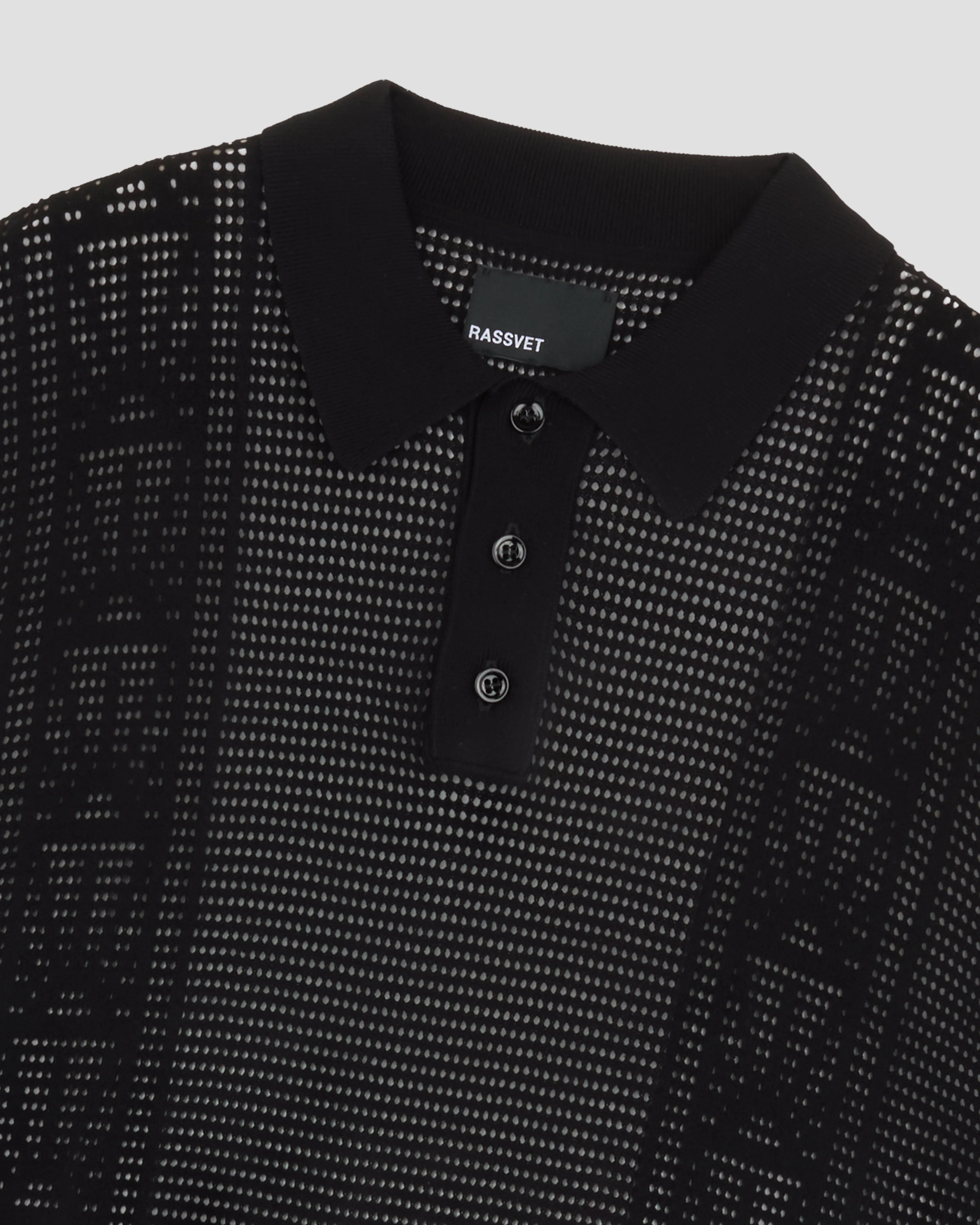 PACC16N002~LOOSE KNIT LOGO SS POLO - BLACK