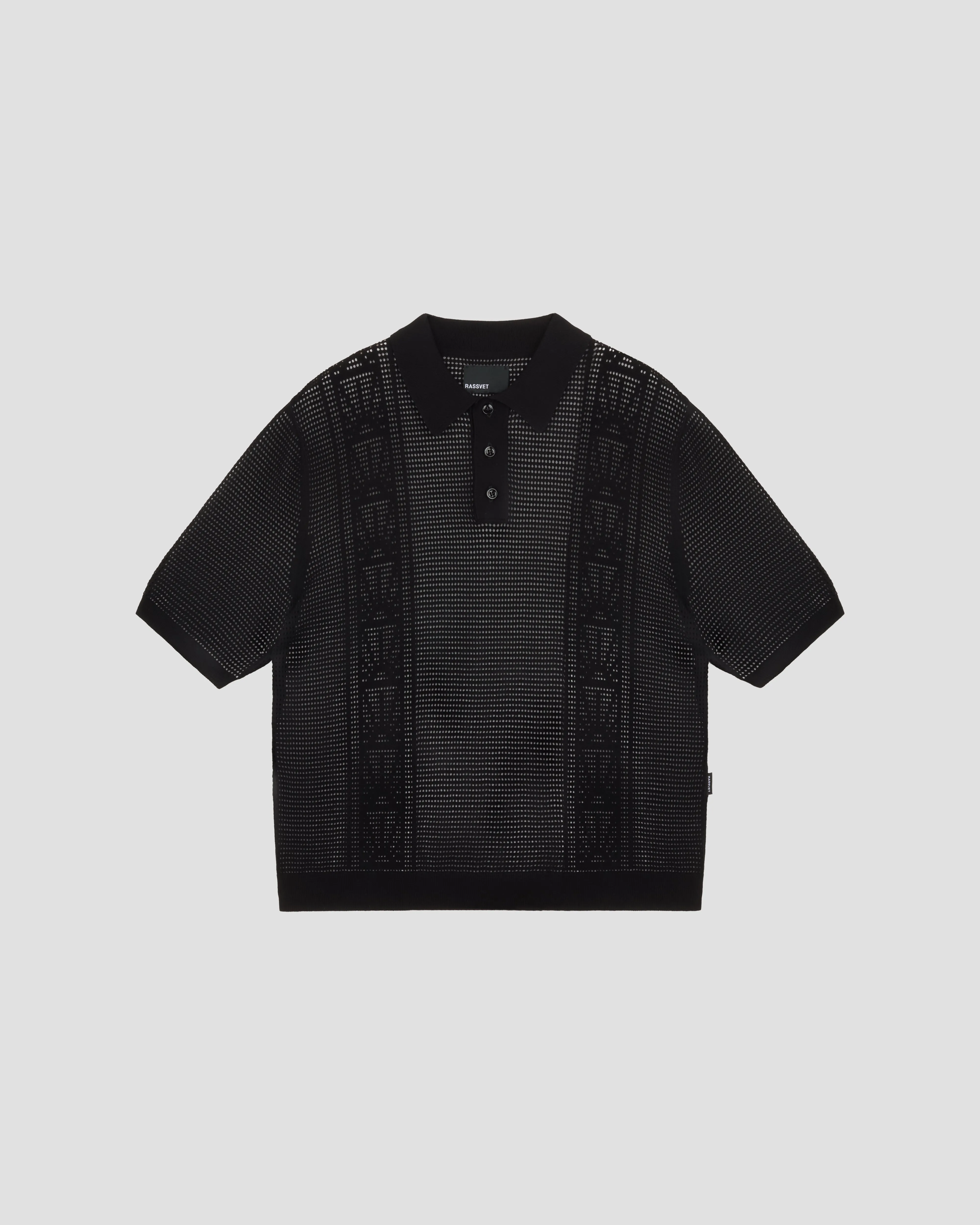 PACC16N002~LOOSE KNIT LOGO SS POLO - BLACK