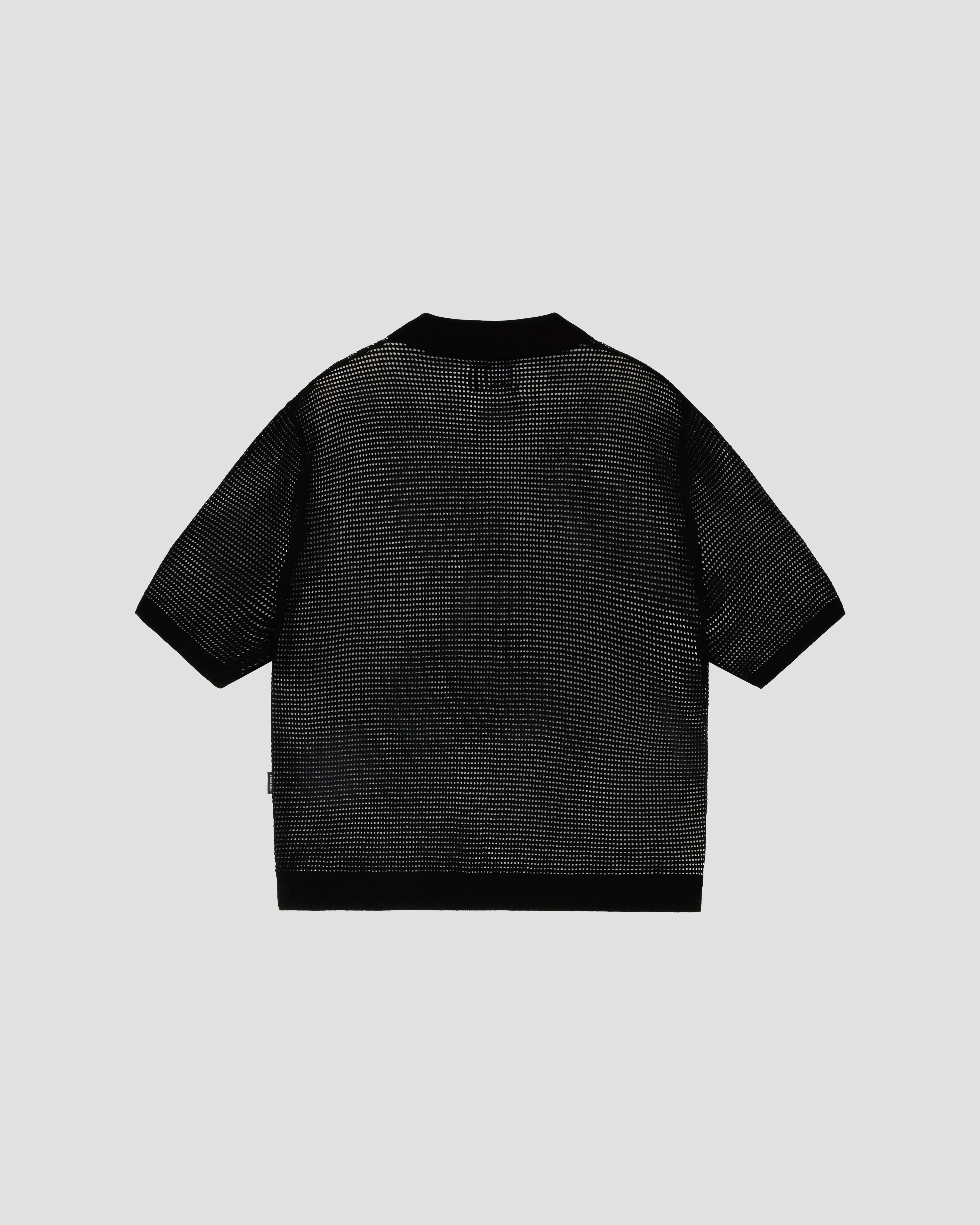 PACC16N002~LOOSE KNIT LOGO SS POLO - BLACK