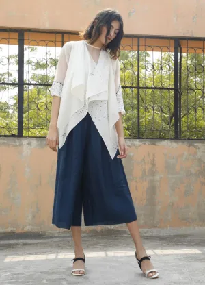 Pallavi Singh indigo flared linen culottes
