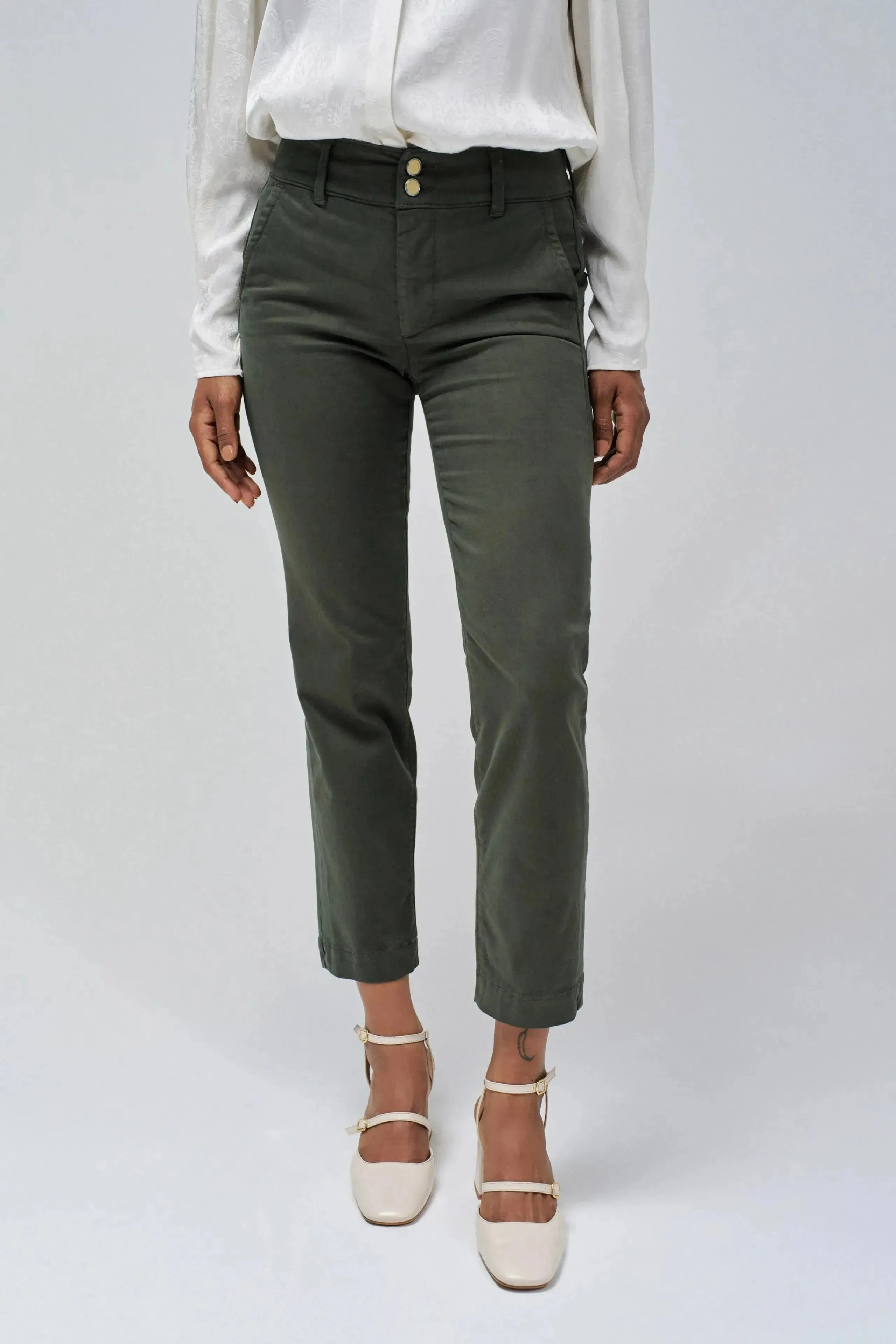 Pantalones SALSA Chinos Secret Push In Cropped Slim Verde