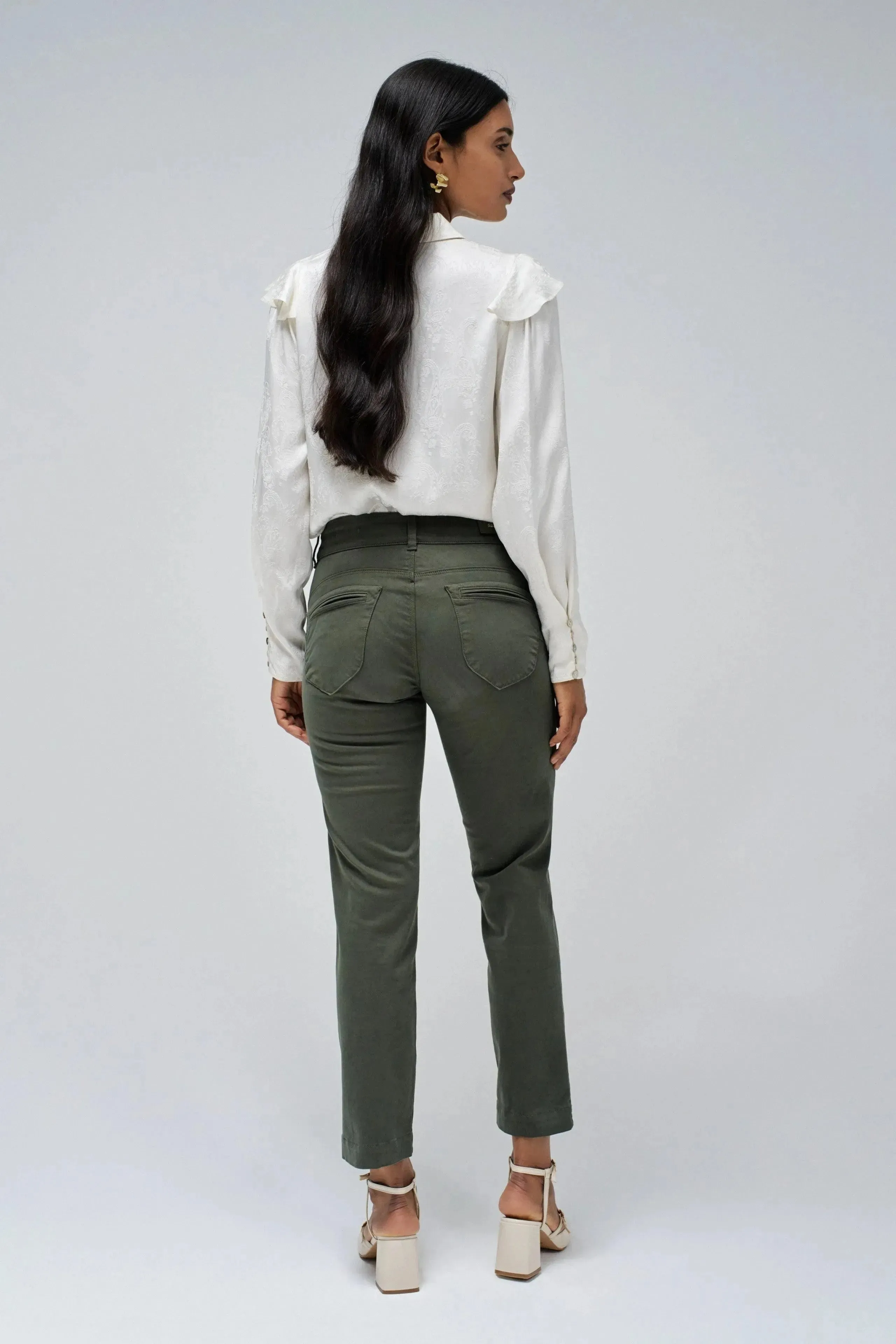 Pantalones SALSA Chinos Secret Push In Cropped Slim Verde