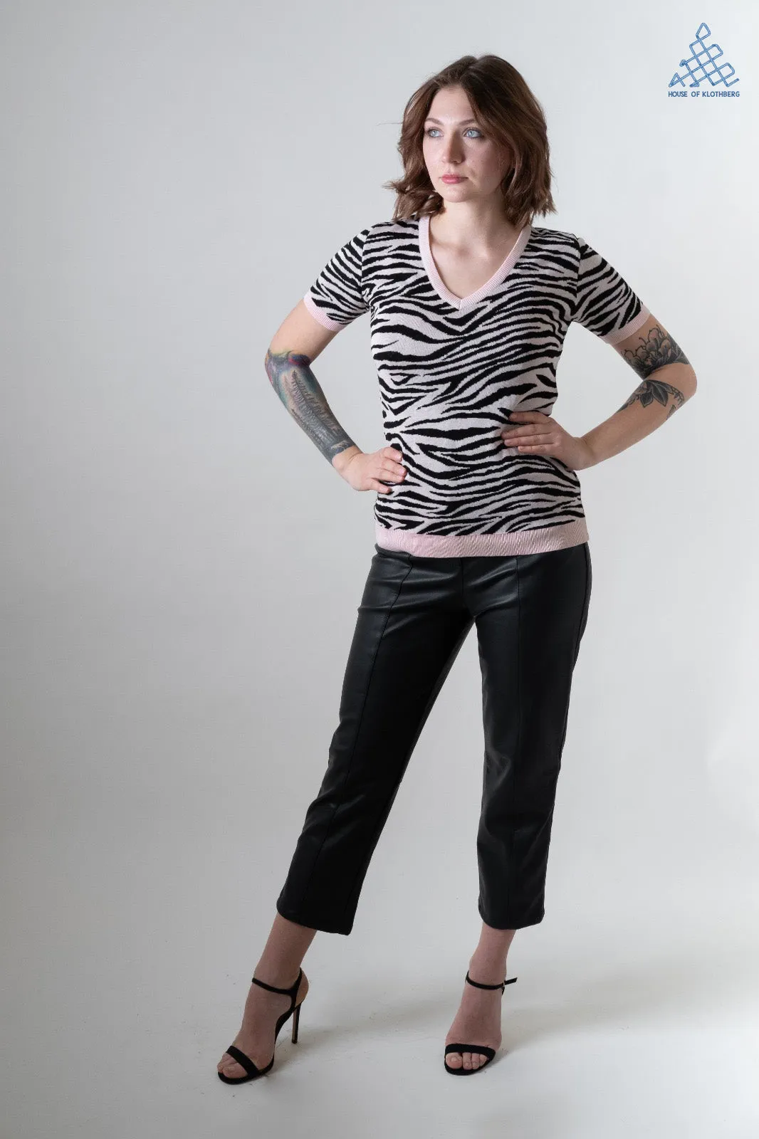 Pink Zebra Knit Top