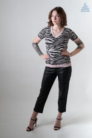 Pink Zebra Knit Top