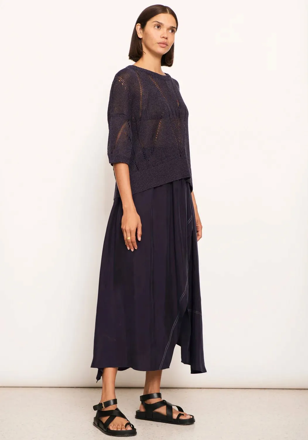 POL Pier Pointelle Knit Tee - Ink