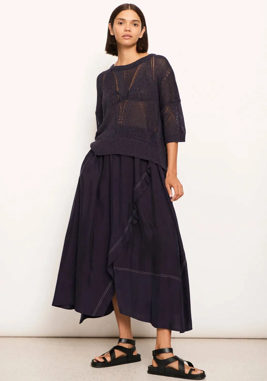 POL Pier Pointelle Knit Tee - Ink