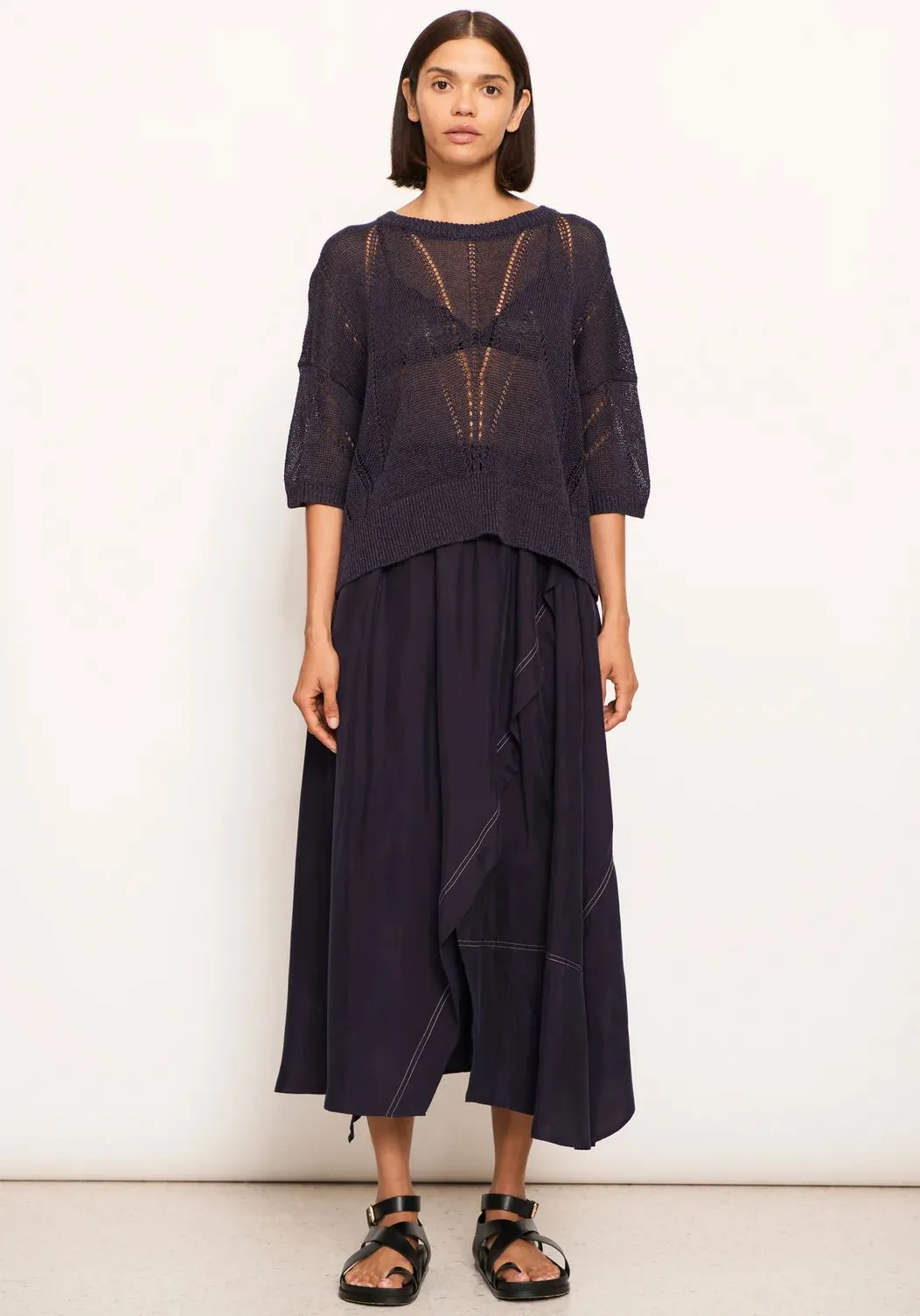 POL Pier Pointelle Knit Tee - Ink