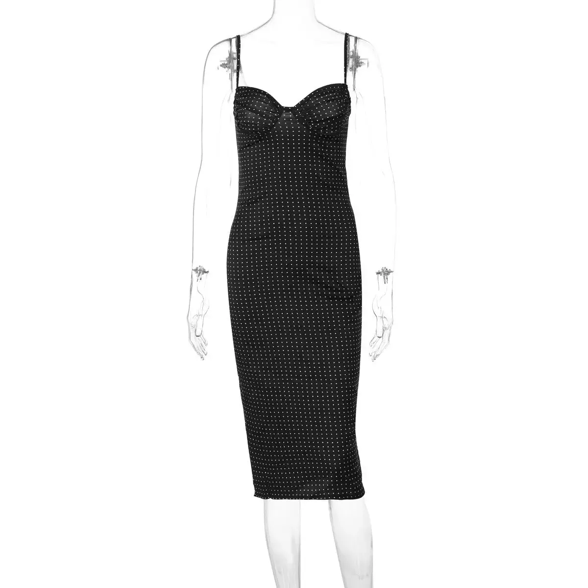 Polka Dot Midi Dress - Sexy Slim-fit Sheath Dress for Women