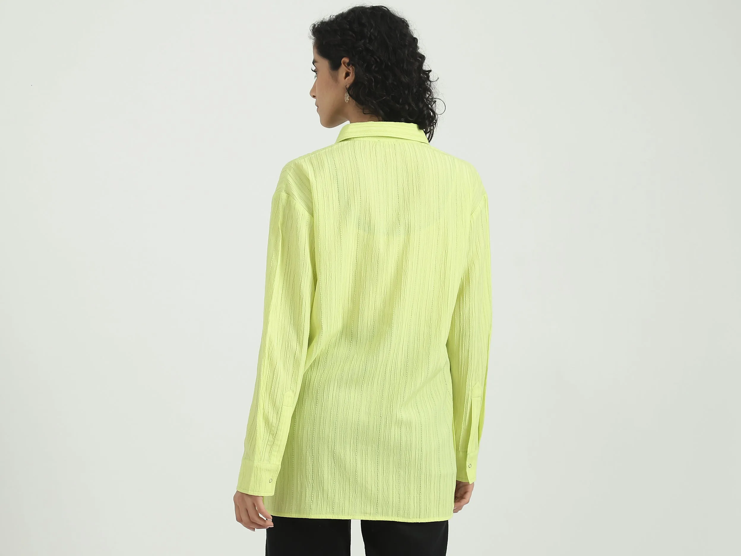 Polyester Solid Spread Collar Women Shirts