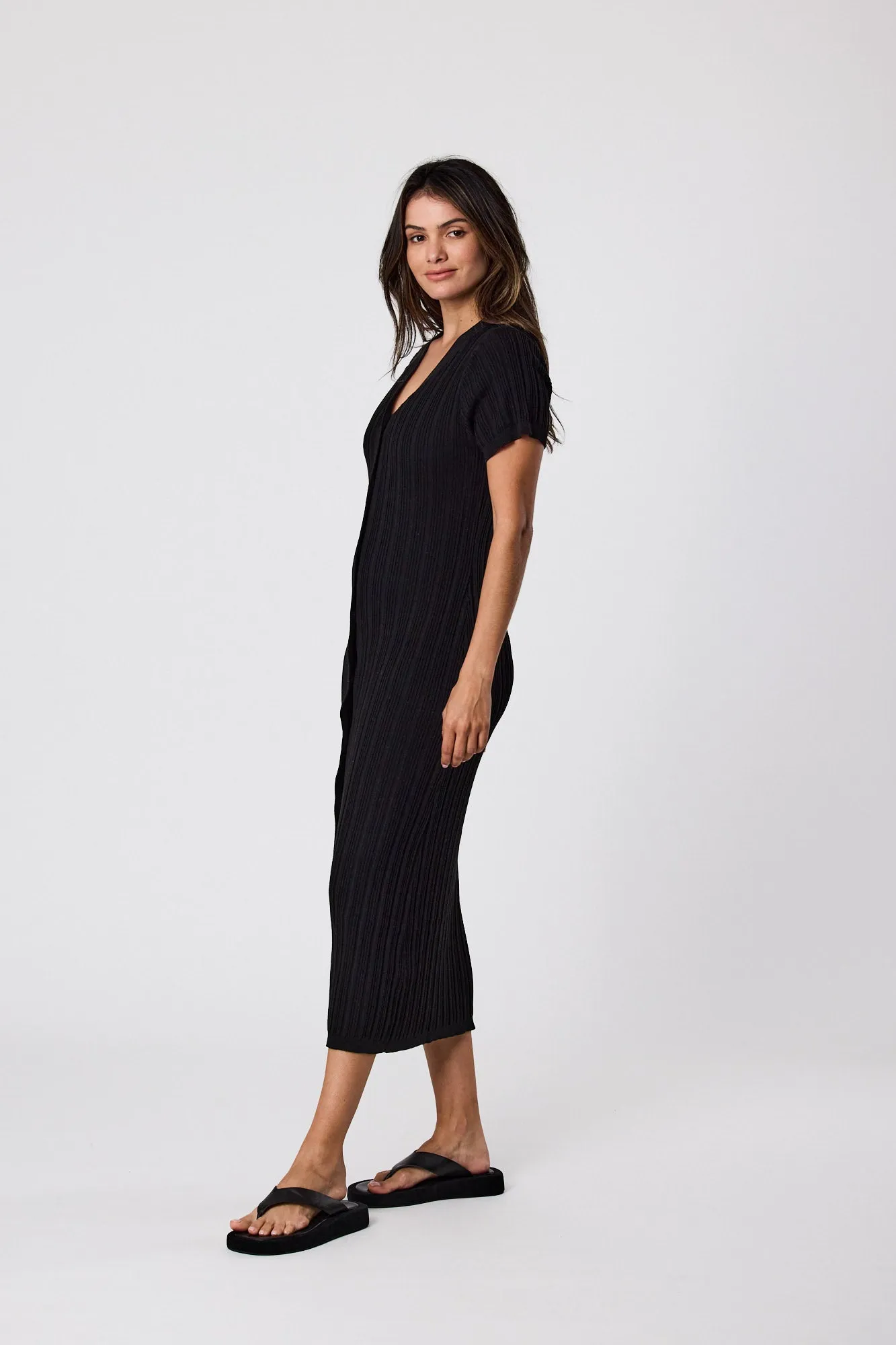 Poolside Maxi Knit Dress - Black