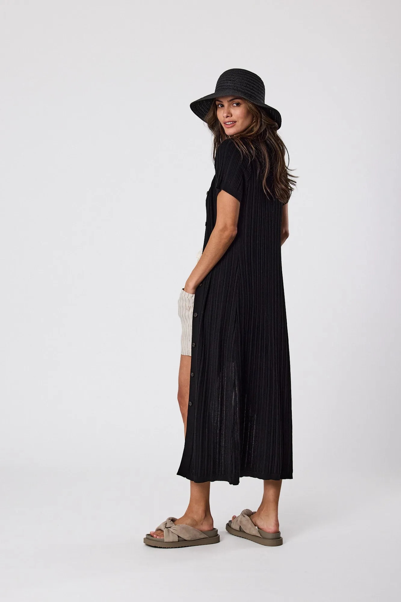 Poolside Maxi Knit Dress - Black