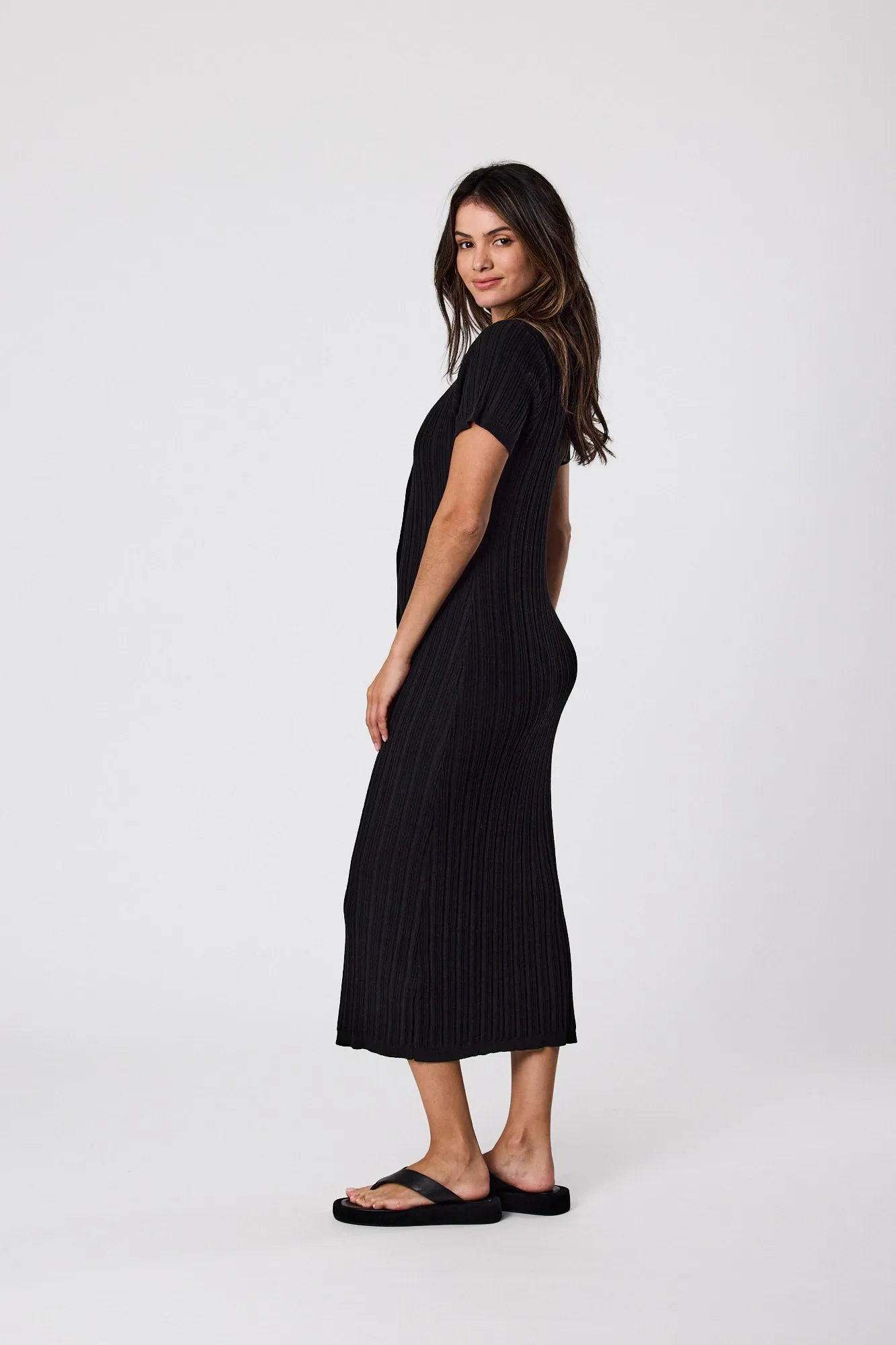 Poolside Maxi Knit Dress - Black