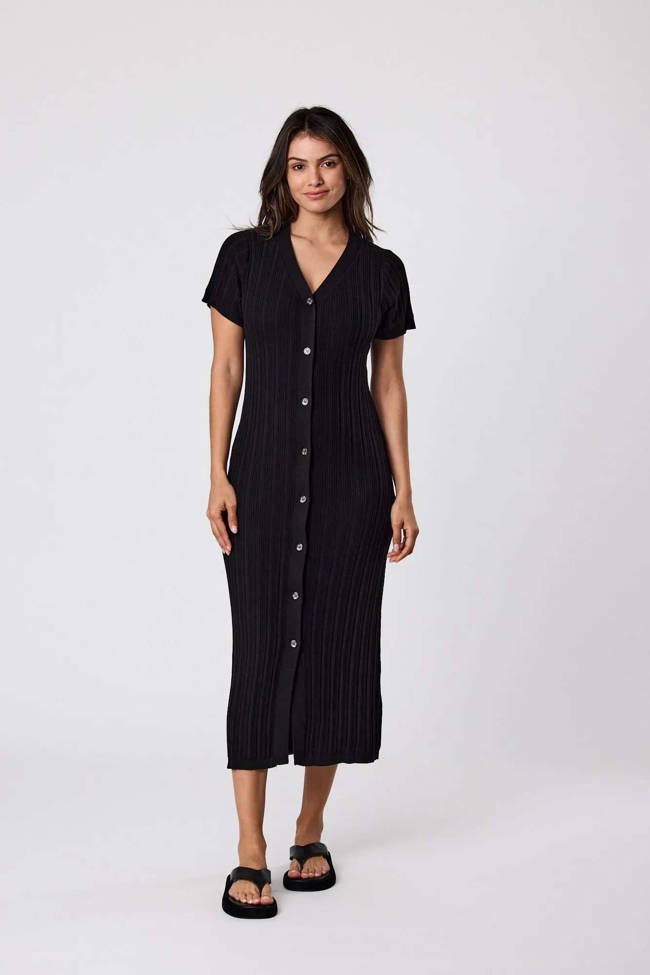 Poolside Maxi Knit Dress - Black