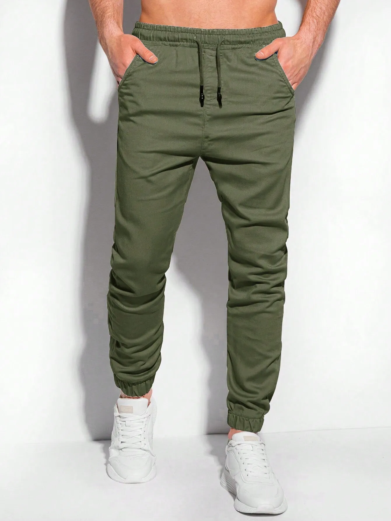 QA Basics Men Drawstring Waist Slant Pocket Pants