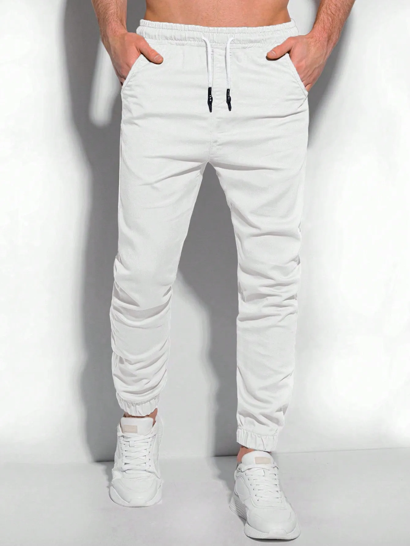 QA Basics Men Drawstring Waist Slant Pocket Pants