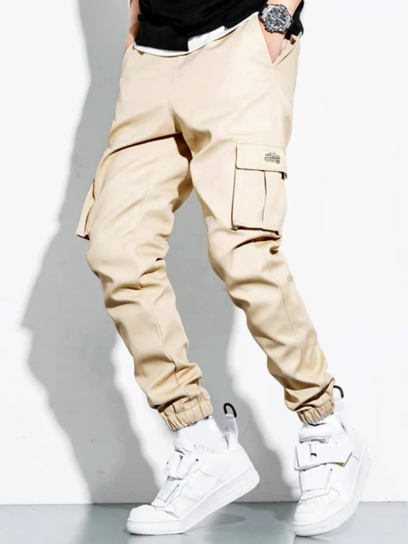 QA Hypemode Men Flap Pocket Cargo Trousers