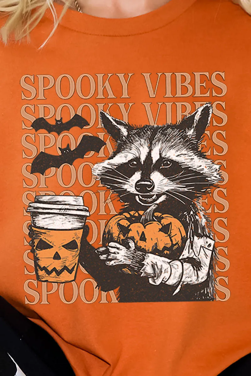 Raccoon Spooky Vibes Short Sleeve Relaxed Fit T-Shirt
