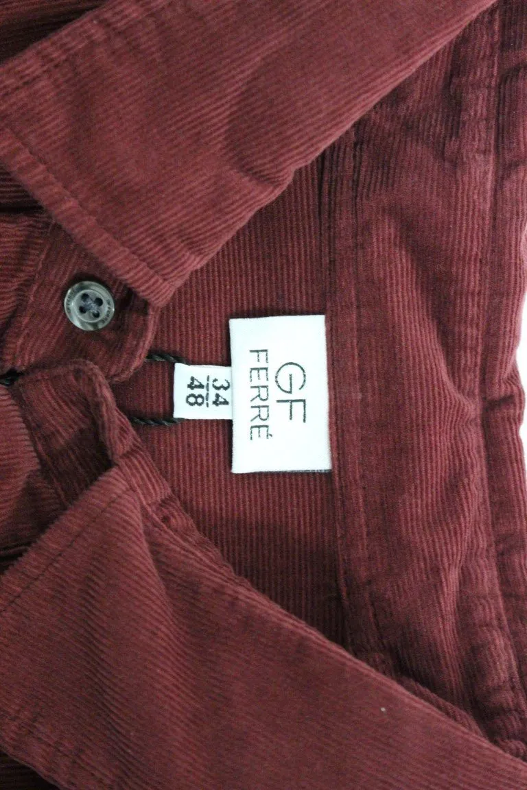 Red Button Front Cotton Casual Shirt