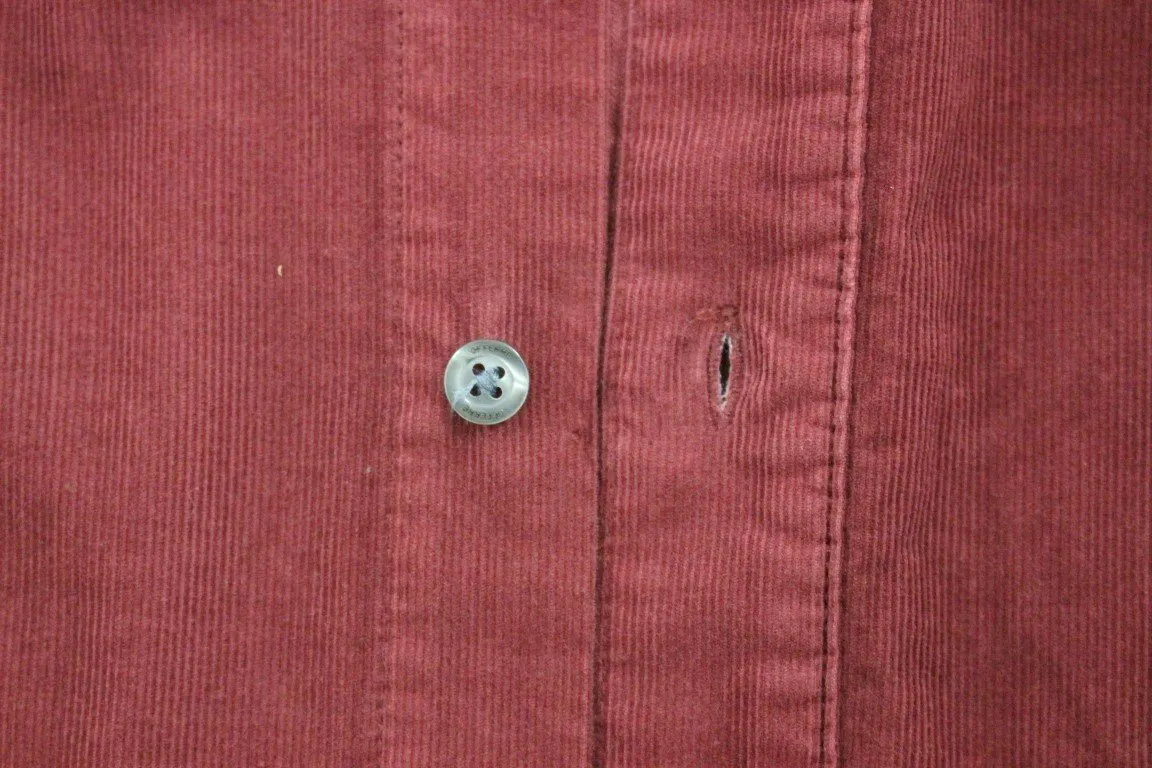 Red Button Front Cotton Casual Shirt