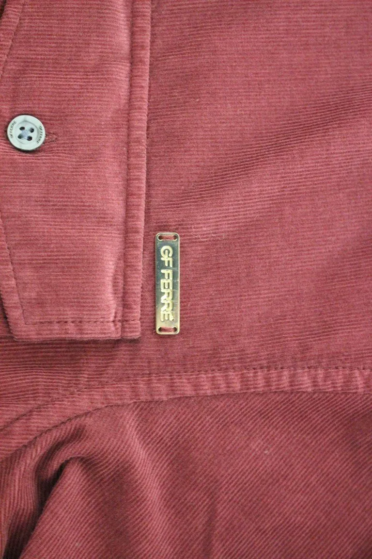 Red Button Front Cotton Casual Shirt