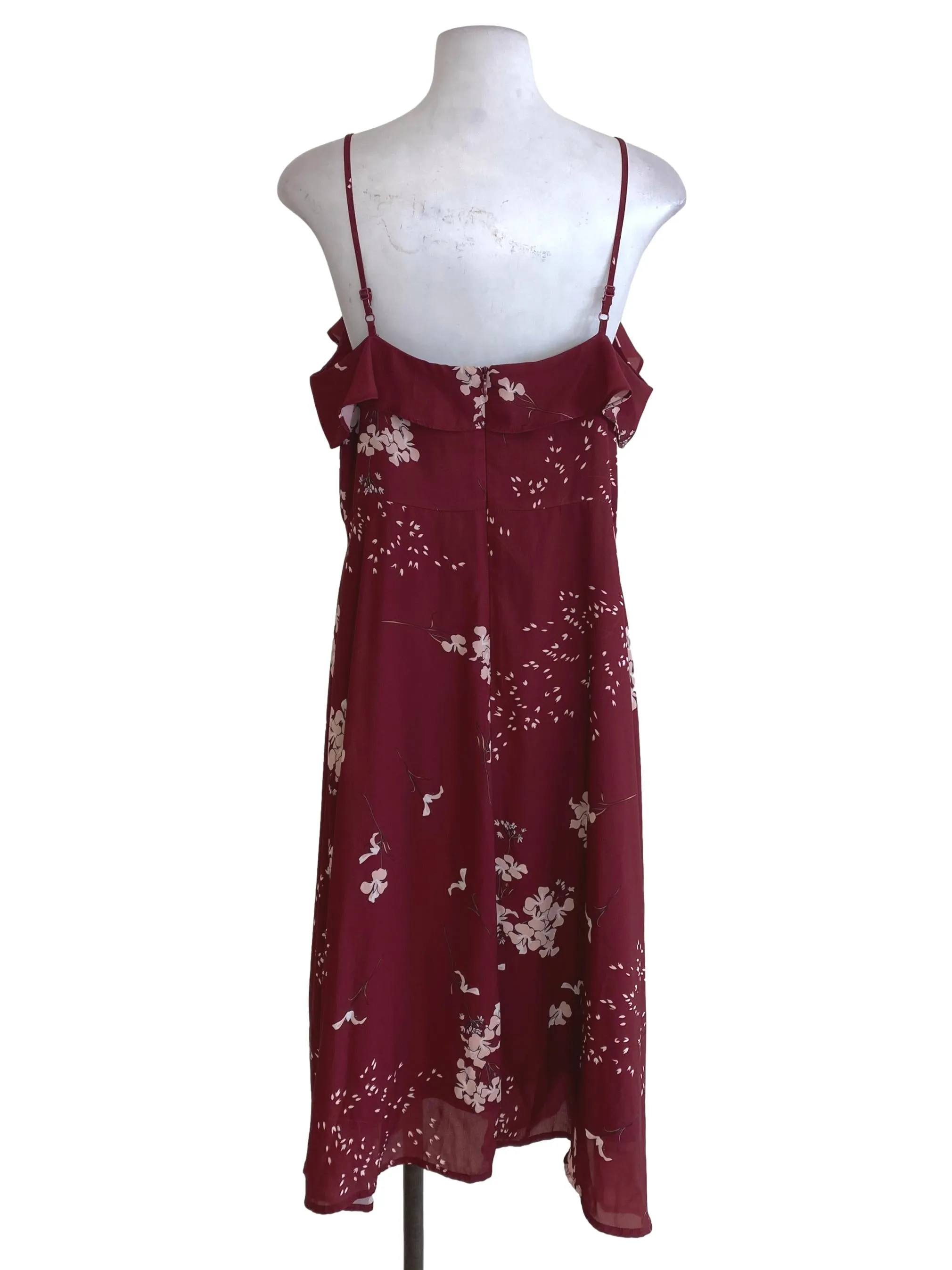 Red Floral Layered Sheath Dress