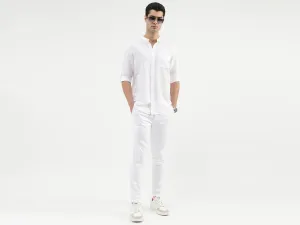 Regular Fit Mandarin Collar Solid Shirts