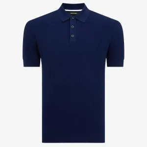 Remus Slim Fit Cotton Interest Fabric Polo Shirt - Dark Blue