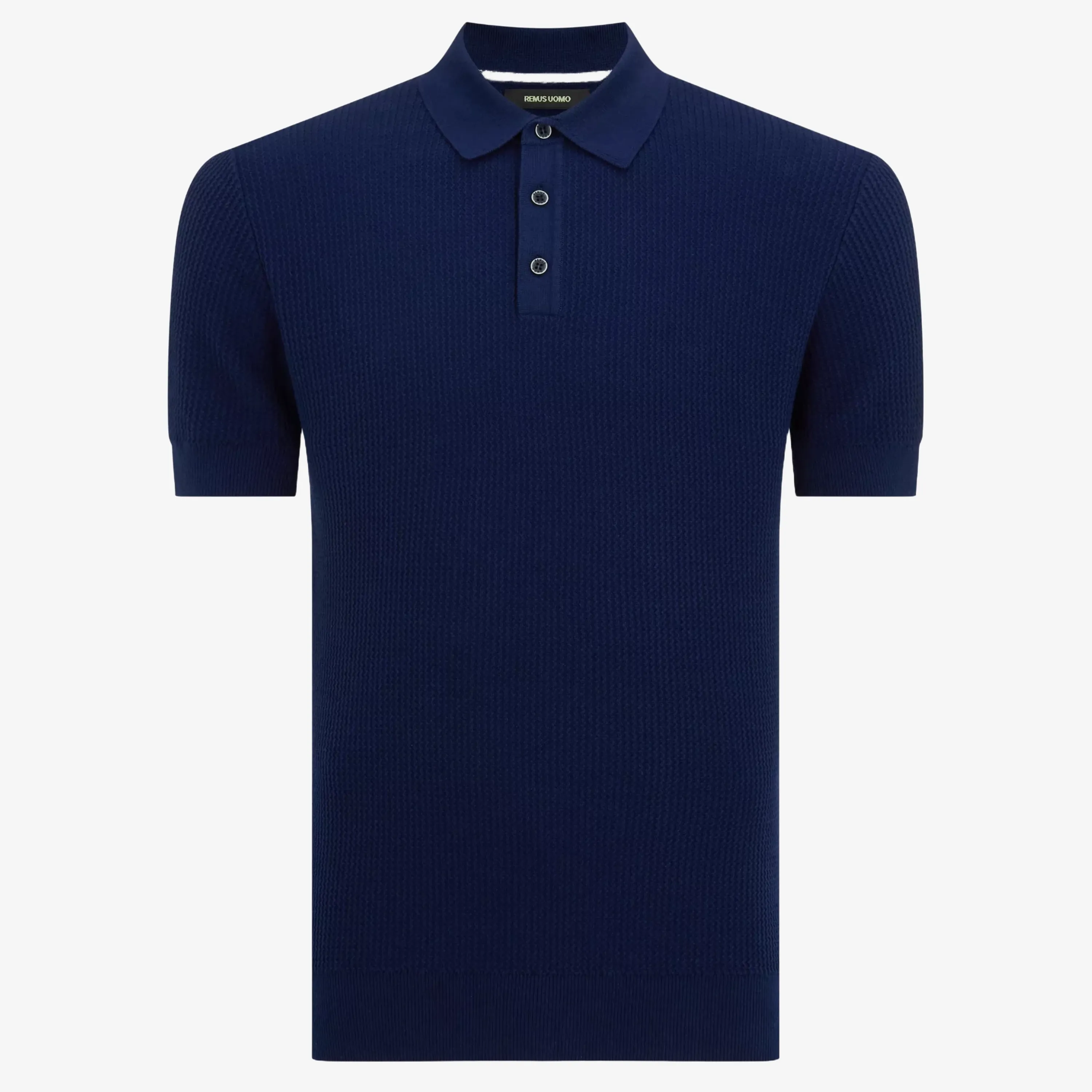 Remus Slim Fit Cotton Interest Fabric Polo Shirt - Dark Blue