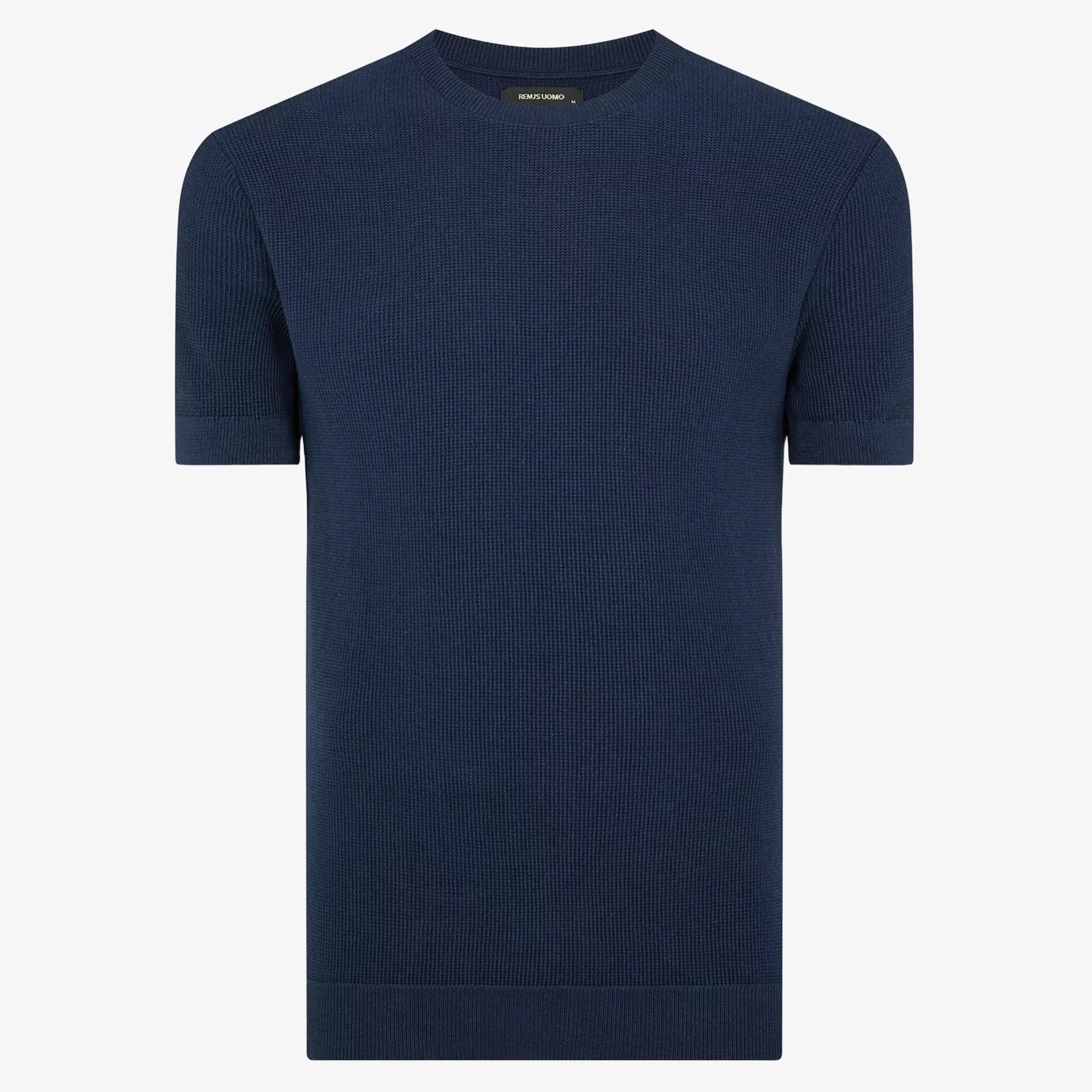 Remus Slim Fit Wafffle Knitted Tee - Navy