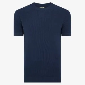 Remus Slim Fit Wafffle Knitted Tee - Navy