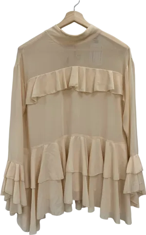 River Island Cream Sheer Ruffled Blouse UK 6